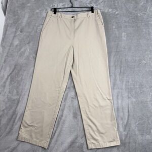 LL Bean Pants Women 14 Beige Khaki Original Fit Tapered Pleated Career‎ Casual